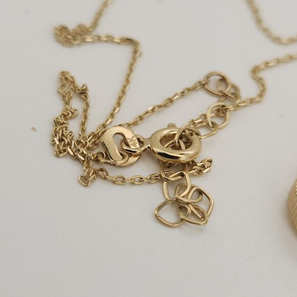 14k Yellow Gold Mother Of Pearl Heart Pendant Necklace 18" - Picture 6 of 9